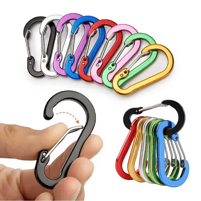 Aluminum Carabiner Clip Set 6PCS DRing Keychain Carabiner Hooks For Camping Hiking Outdoor Gear 0