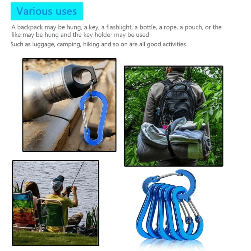 Aluminum Carabiner Clip Set 6PCS DRing Keychain Carabiner Hooks For Camping Hiking Outdoor Gear 4