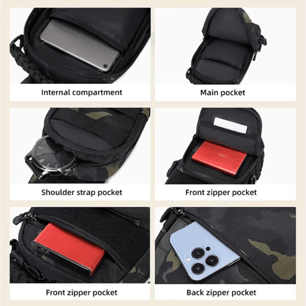 Tactical Camping Chest Sling Bag MOLLE Outdoor Chest Pack For Hiking Cycling Fishing Travel 4