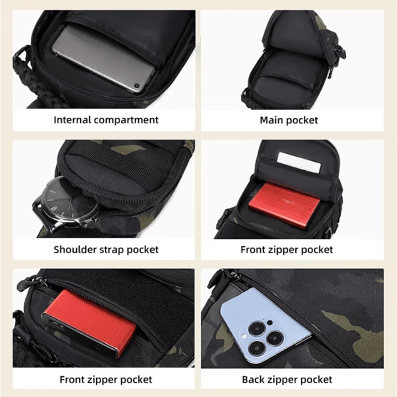 Tactical Camping Chest Sling Bag MOLLE Outdoor Chest Pack For Hiking Cycling Fishing Travel 4
