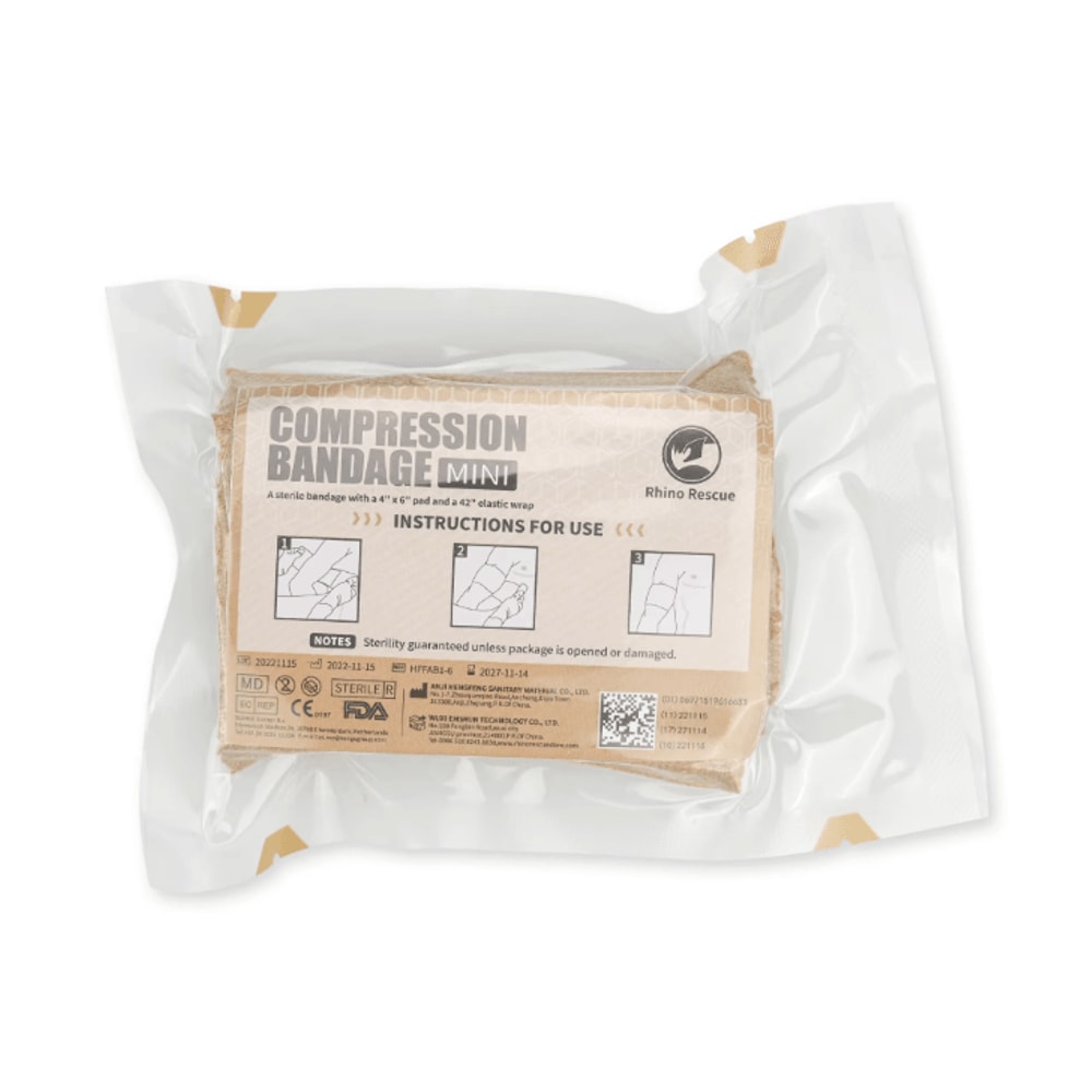Rhino Rescue Mini Emergency 4in Bandage Compression Trauma Pressure Bandage Wound Dressing For Camp 0
