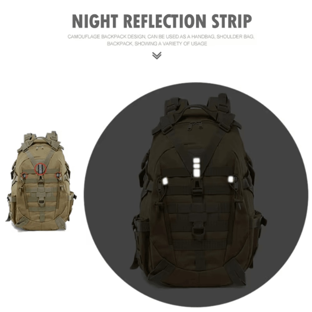 3040L Tactical MOLLE Camping Backpack Reflective Outdoor Hiking Rucksack For Travel Climbing Fish 1
