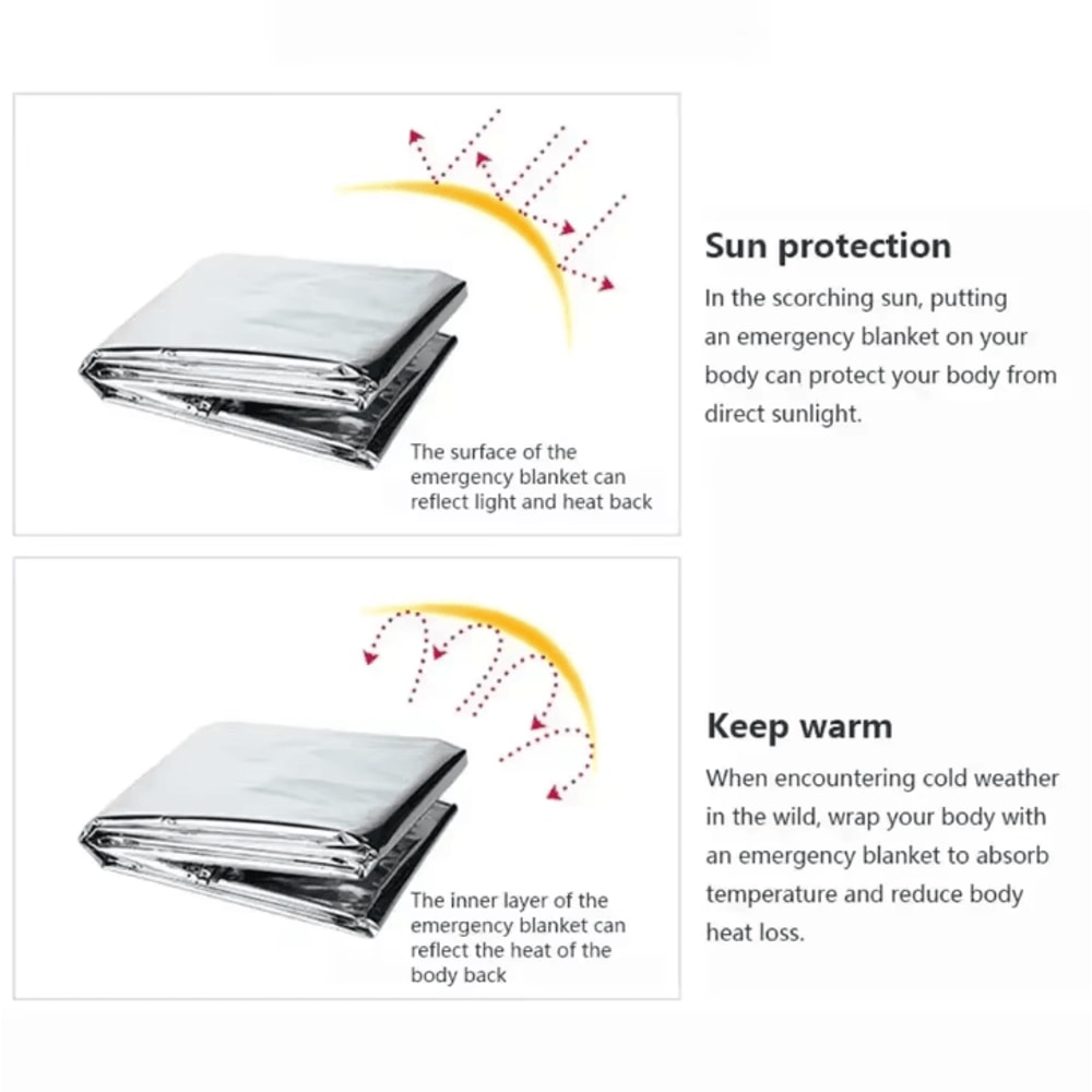 UltraLight Emergency Thermal Poncho Blanket Waterproof Mylar Survival Poncho For Camping Hiking E 3