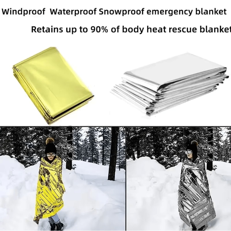 UltraLight Emergency Thermal Poncho Blanket Waterproof Mylar Survival Poncho For Camping Hiking E 4