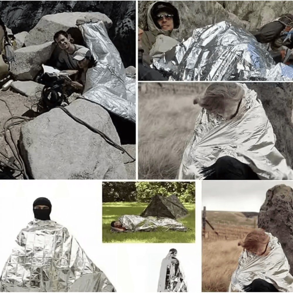UltraLight Emergency Thermal Poncho Blanket Waterproof Mylar Survival Poncho For Camping Hiking E 5