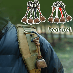 loud outdoor bear bell for hiking – cast iron backpack bear bell with braided lanyard for camping & backpacking safety