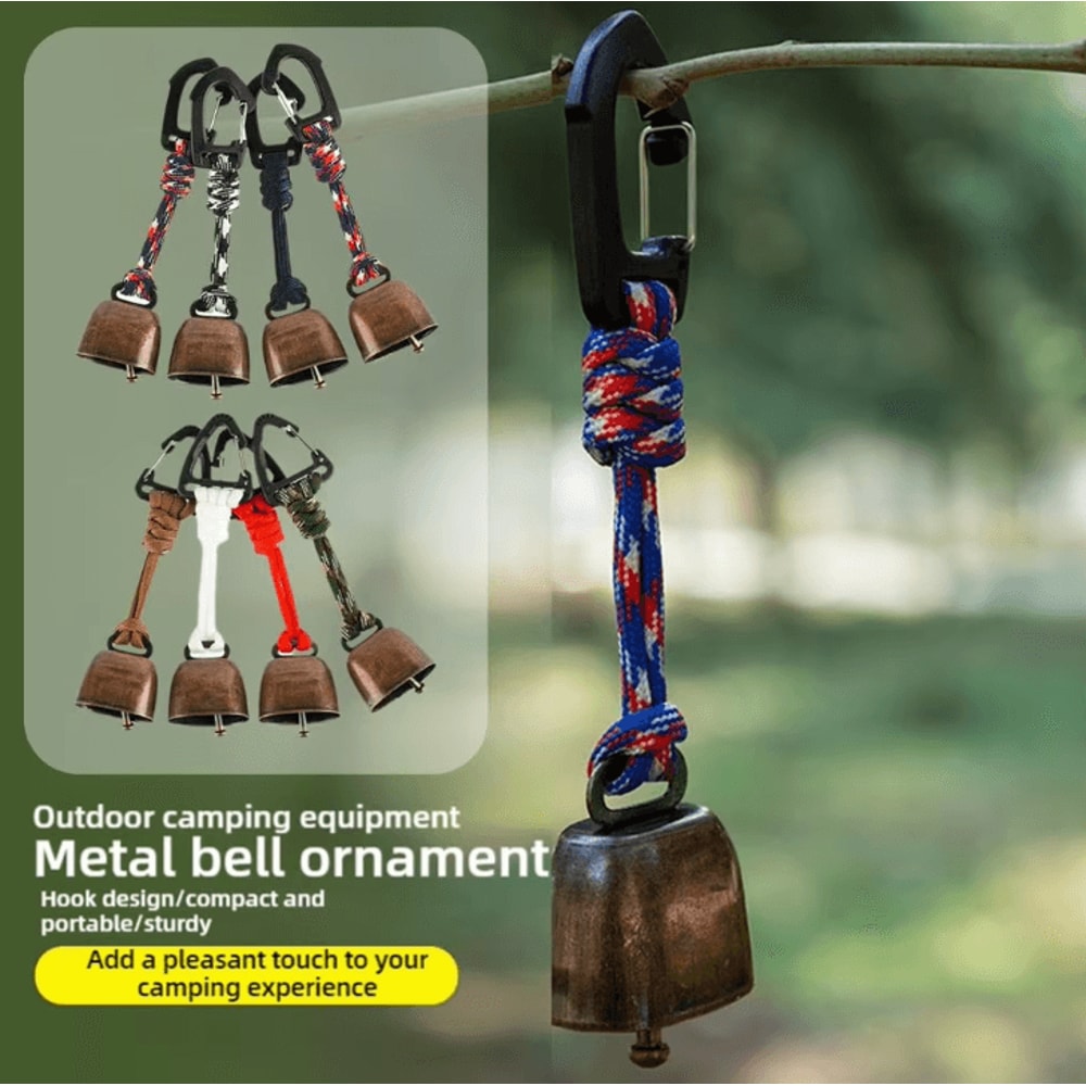 Loud Outdoor Bear Bell For Hiking Cast Iron Backpack Bear Bell With Braided Lanyard For Camping B 1