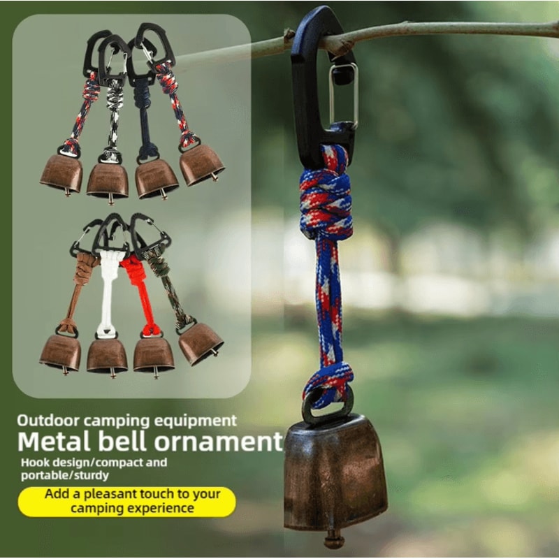 Loud Outdoor Bear Bell For Hiking Cast Iron Backpack Bear Bell With Braided Lanyard For Camping B 1