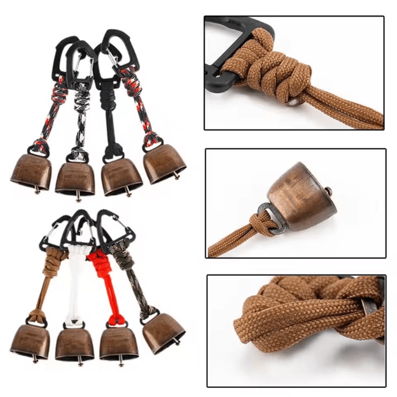 Loud Outdoor Bear Bell For Hiking Cast Iron Backpack Bear Bell With Braided Lanyard For Camping B 4
