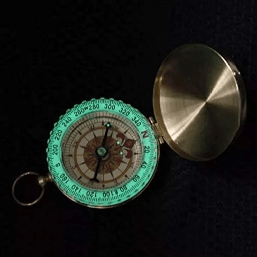 Vintage Copper Camping Survival Compass Waterproof GlowintheDark Pocket Compass For Hiking Outdoo 2