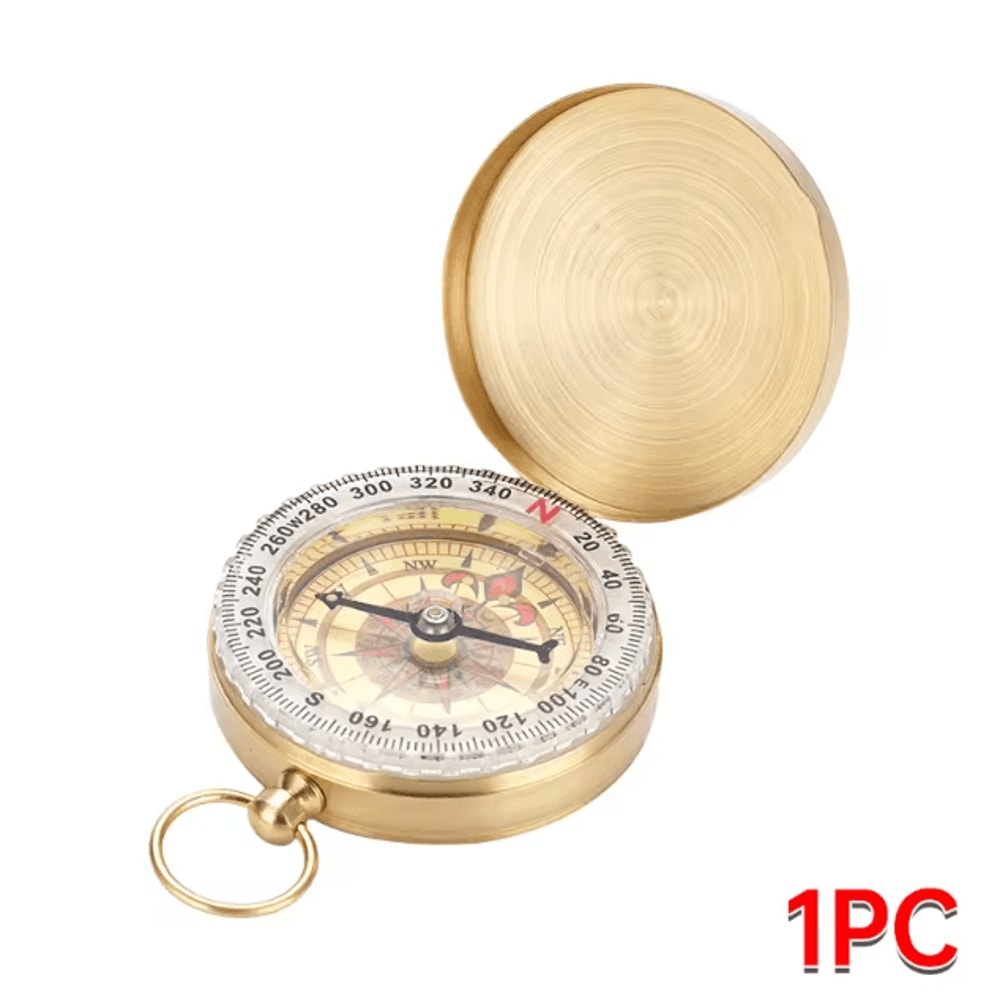 Vintage Copper Camping Survival Compass Waterproof GlowintheDark Pocket Compass For Hiking Outdoo 5