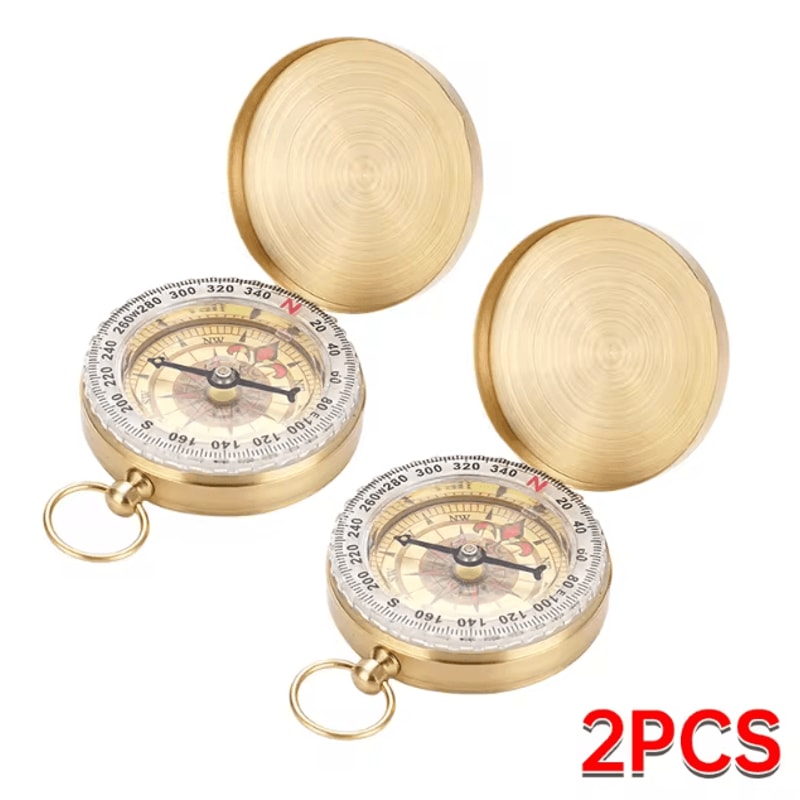 Vintage Copper Camping Survival Compass Waterproof GlowintheDark Pocket Compass For Hiking Outdoo 6