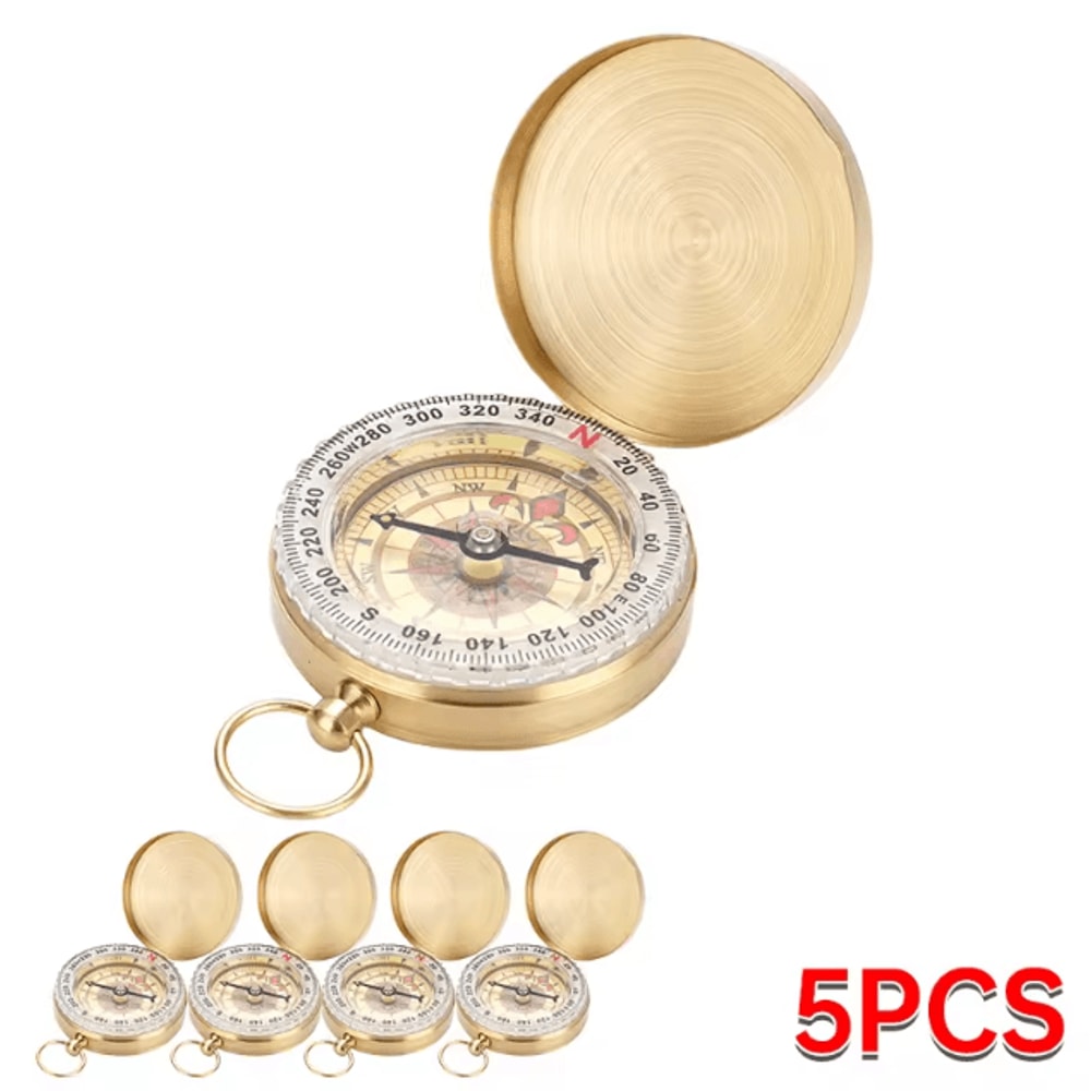 Vintage Copper Camping Survival Compass Waterproof GlowintheDark Pocket Compass For Hiking Outdoo 7