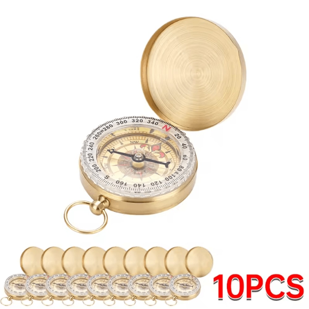 Vintage Copper Camping Survival Compass Waterproof GlowintheDark Pocket Compass For Hiking Outdoo 8