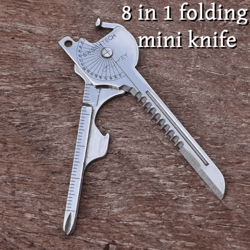 8 in 1 survival multi tool keychain compact outdoor multitool pliers with folding screwdriver bottle opener for camping