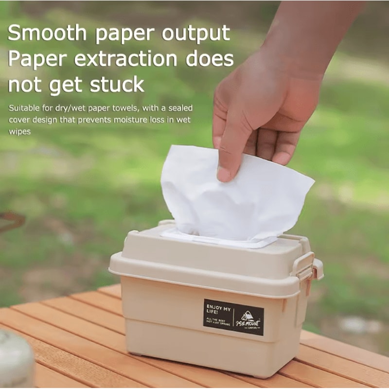 Portable Outdoor Tissue Storage Box Camping Picnic Napkin Organizer 11L Desktop Seasoning Bottle Ho 2