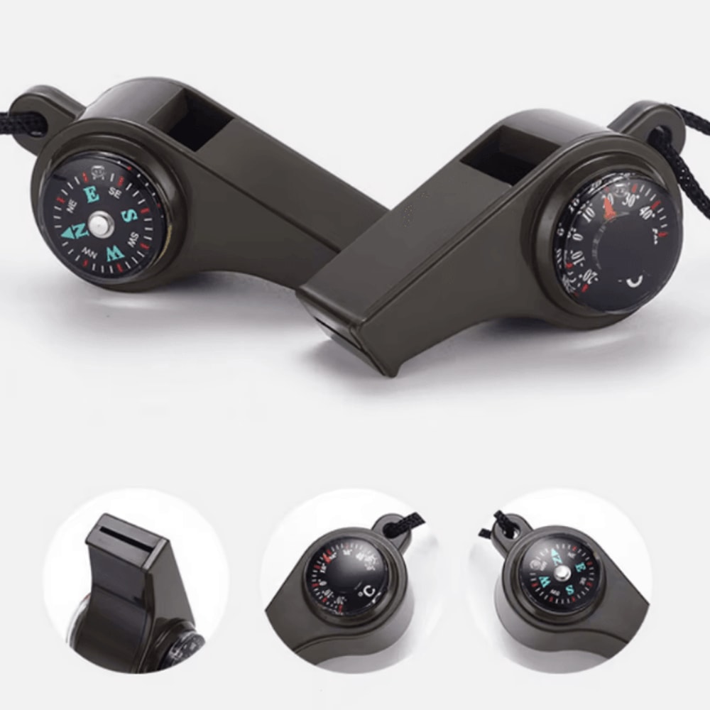 3 In 1 Survival Whistle Compass Thermometer Emergency Outdoor Safety Whistle Tool For Camping Hikin 0