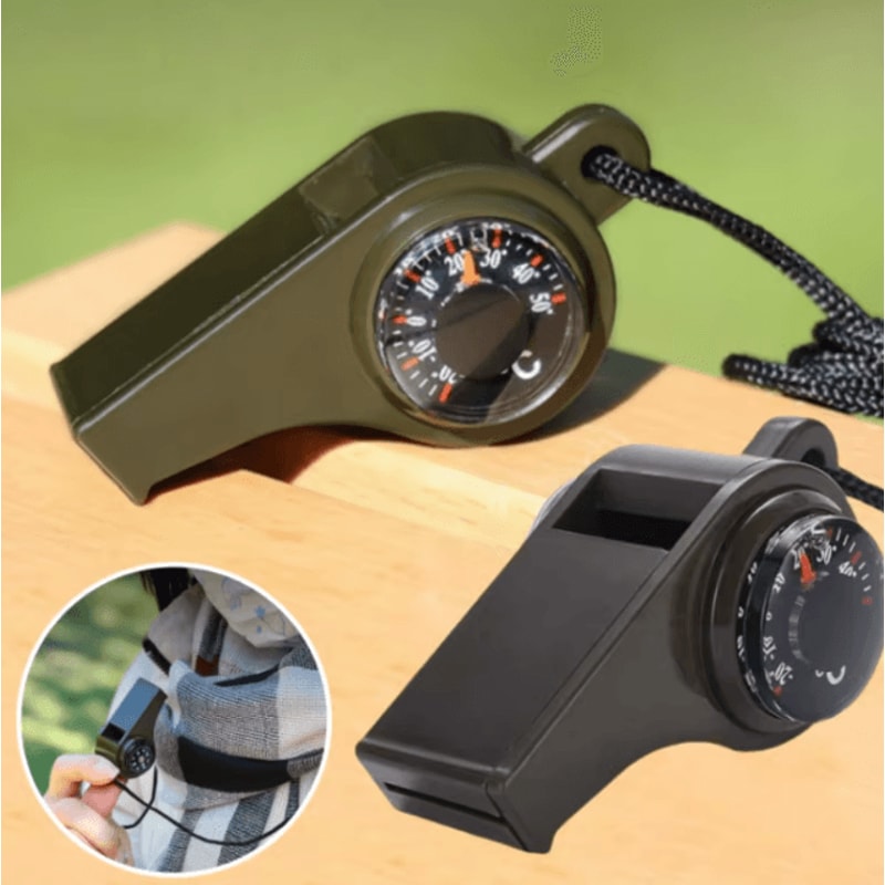 3 In 1 Survival Whistle Compass Thermometer Emergency Outdoor Safety Whistle Tool For Camping Hikin 1