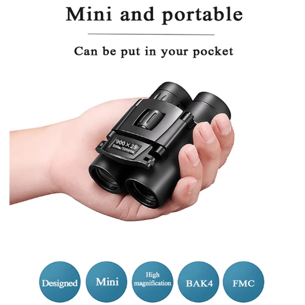 900x25 HD Zoom Binoculars Portable BAK4 Prism Binoculars Folding Long Range Outdoor Telescope For C 4
