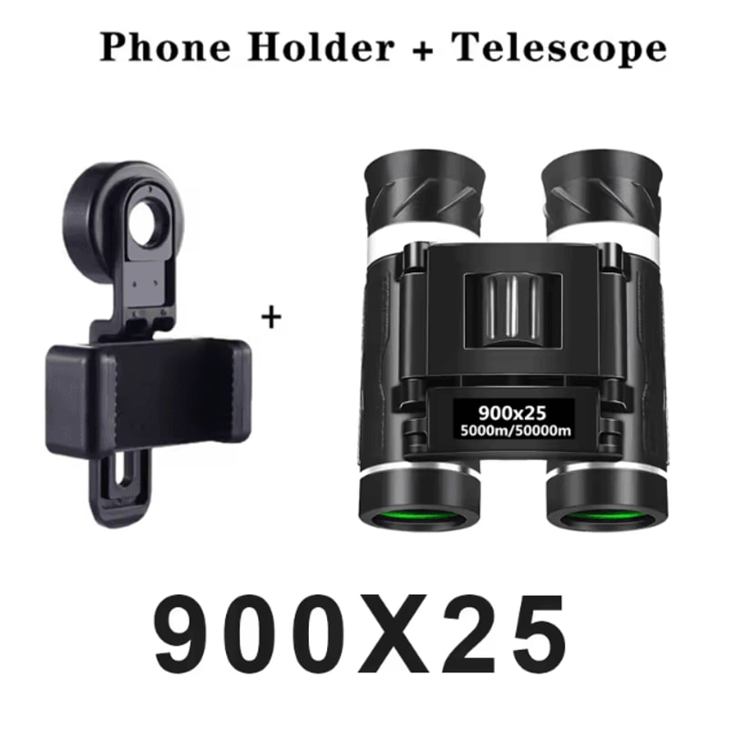 900x25 HD Zoom Binoculars Portable BAK4 Prism Binoculars Folding Long Range Outdoor Telescope For C 7