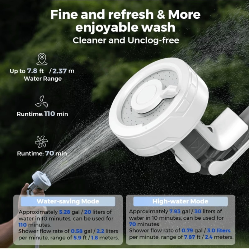 Flextail Portable Camping Shower Pump Rechargeable Outdoor Electric Shower IPX7 Waterproof For Camp 2