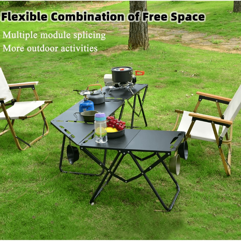 Portable Foldable Beach Picnic Table Lightweight Camping Table For Sand With Hanging Edge Storage F 2