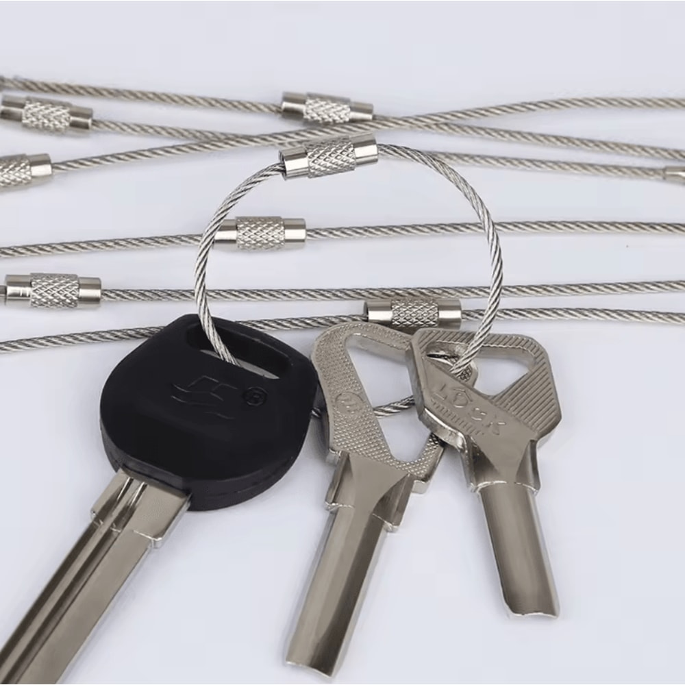10 Piece Stainless Steel Wire Keyring Kit 15 Cm EDC Cable Keychain Set For Camping Travel Outdoor G 2
