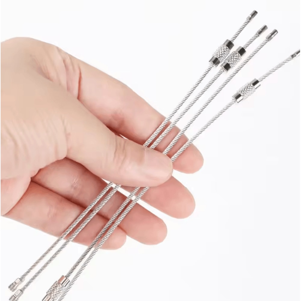 10 Piece Stainless Steel Wire Keyring Kit 15 Cm EDC Cable Keychain Set For Camping Travel Outdoor G 4