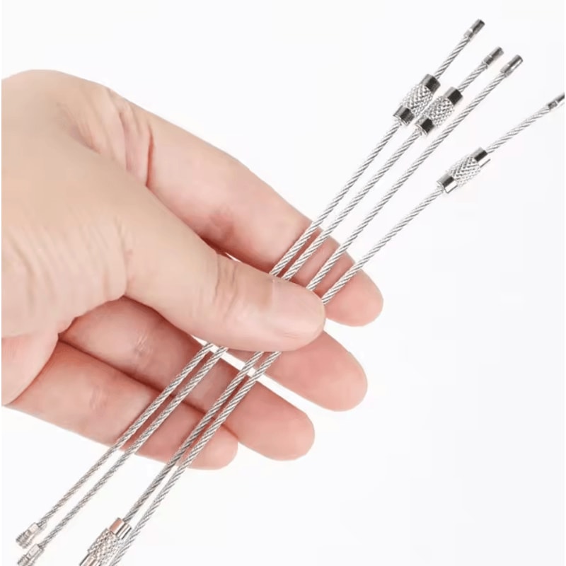 10 Piece Stainless Steel Wire Keyring Kit 15 Cm EDC Cable Keychain Set For Camping Travel Outdoor G 4