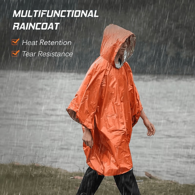 Emergency Thermal Rain Poncho Waterproof Survival Poncho Blanket For Camping Hiking Outdoor Surviva 1