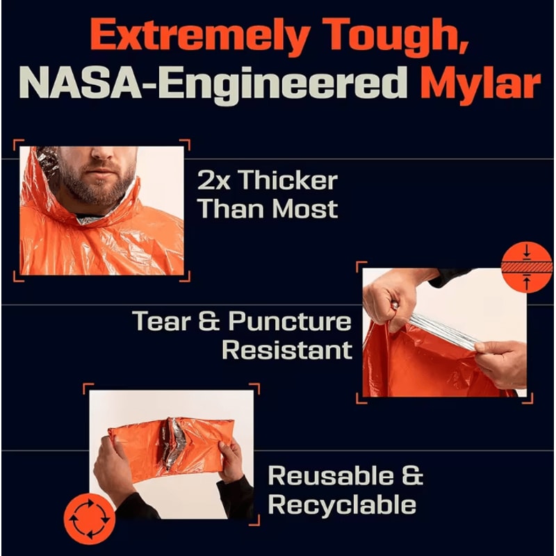 Emergency Thermal Rain Poncho Waterproof Survival Poncho Blanket For Camping Hiking Outdoor Surviva 2