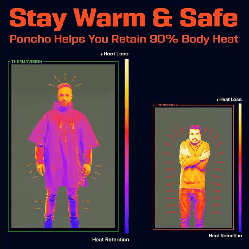 Emergency Thermal Rain Poncho Waterproof Survival Poncho Blanket For Camping Hiking Outdoor Surviva 3