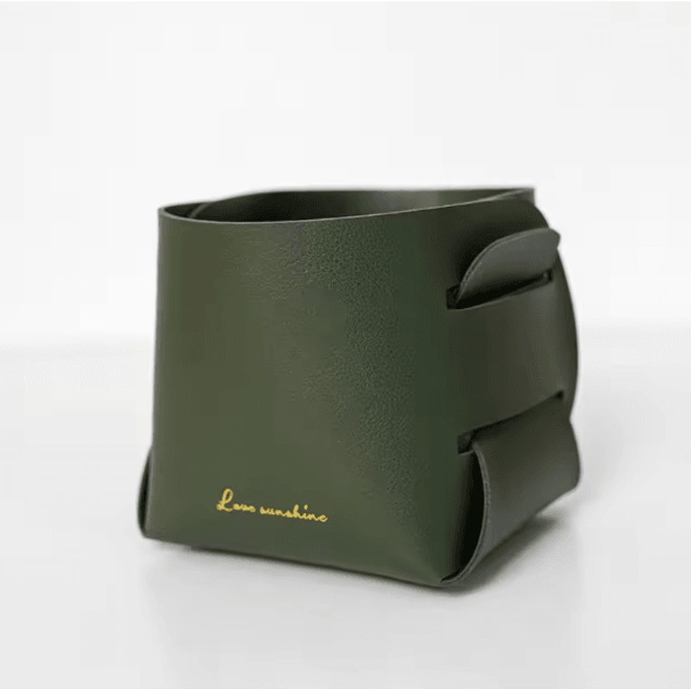 Foldable PU Leather Desktop Storage Tray Nordic Leather Key Organizer Tray For Desk Entryway Makeup 8