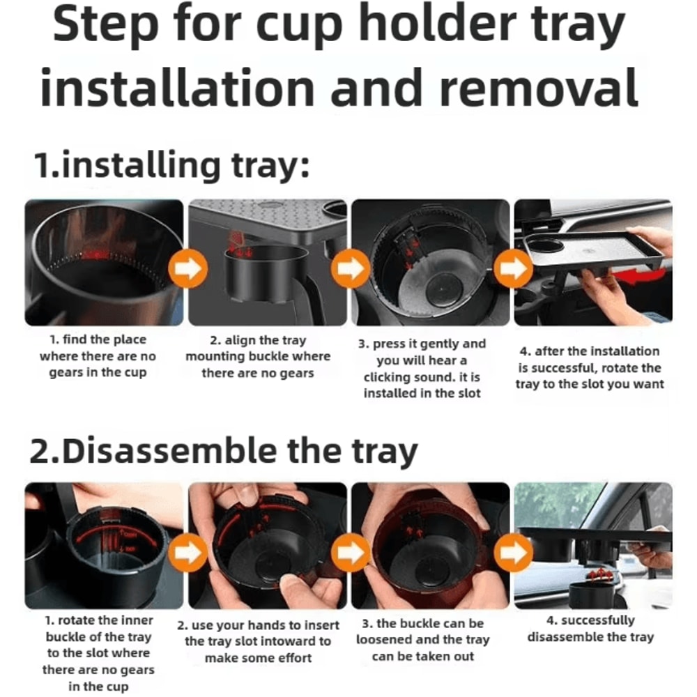 Multifunctional Car Cup Holder Tray Adjustable Vehicle Cup Holder Extension Tray Interior Organizer 3