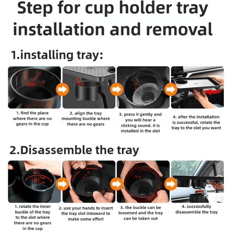 Multifunctional Car Cup Holder Tray Adjustable Vehicle Cup Holder Extension Tray Interior Organizer 3