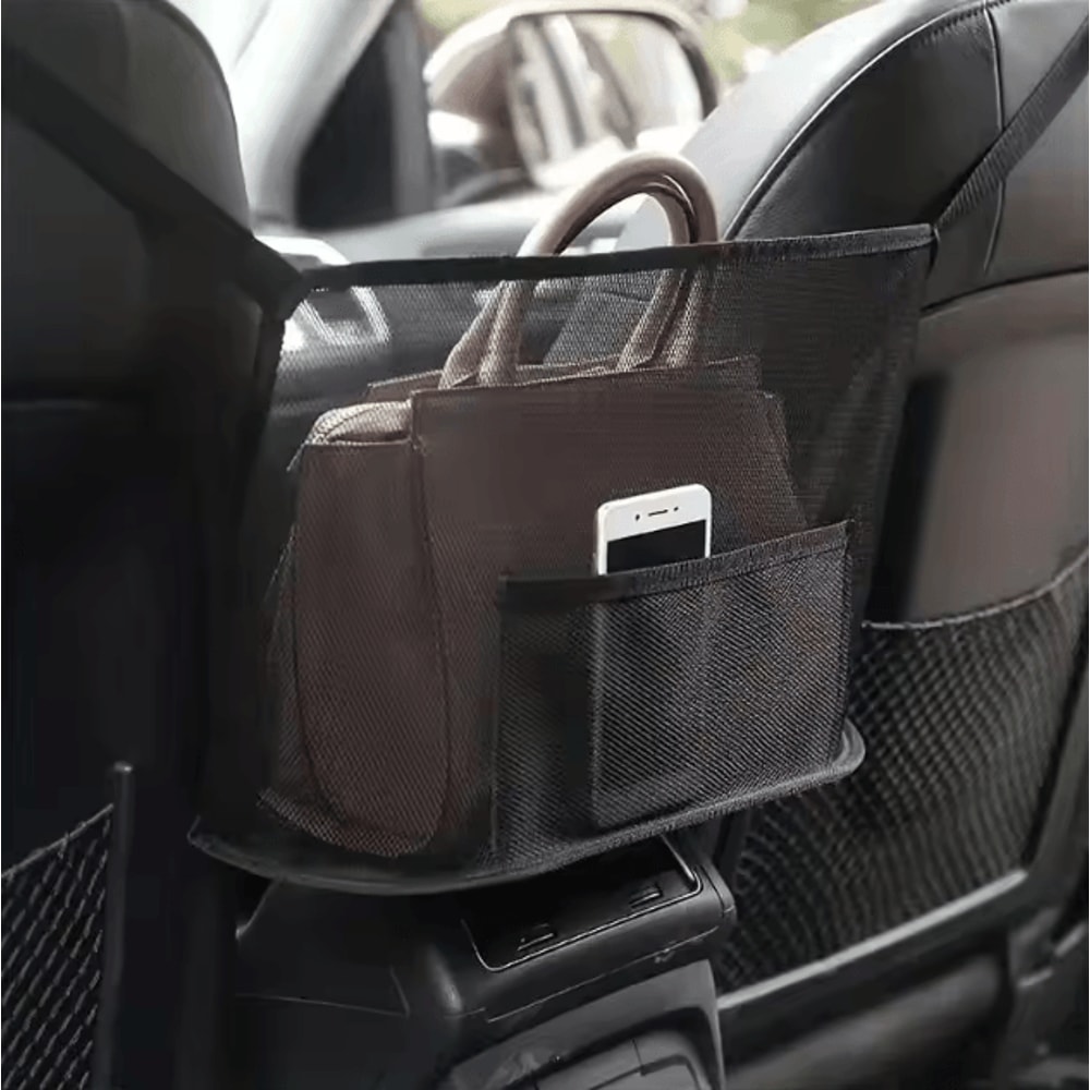 Spacious Car Seat Mesh Storage Bag Backseat Pet Barrier Organizer Net For Dogs Handbags And Travel 0