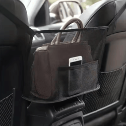 spacious car seat mesh storage bag backseat pet barrier organizer net for dogs handbags and travel essentials