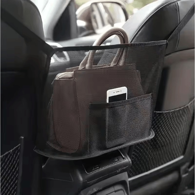 Spacious Car Seat Mesh Storage Bag Backseat Pet Barrier Organizer Net For Dogs Handbags And Travel 0