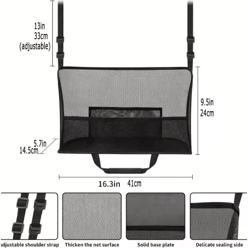 Spacious Car Seat Mesh Storage Bag Backseat Pet Barrier Organizer Net For Dogs Handbags And Travel 4