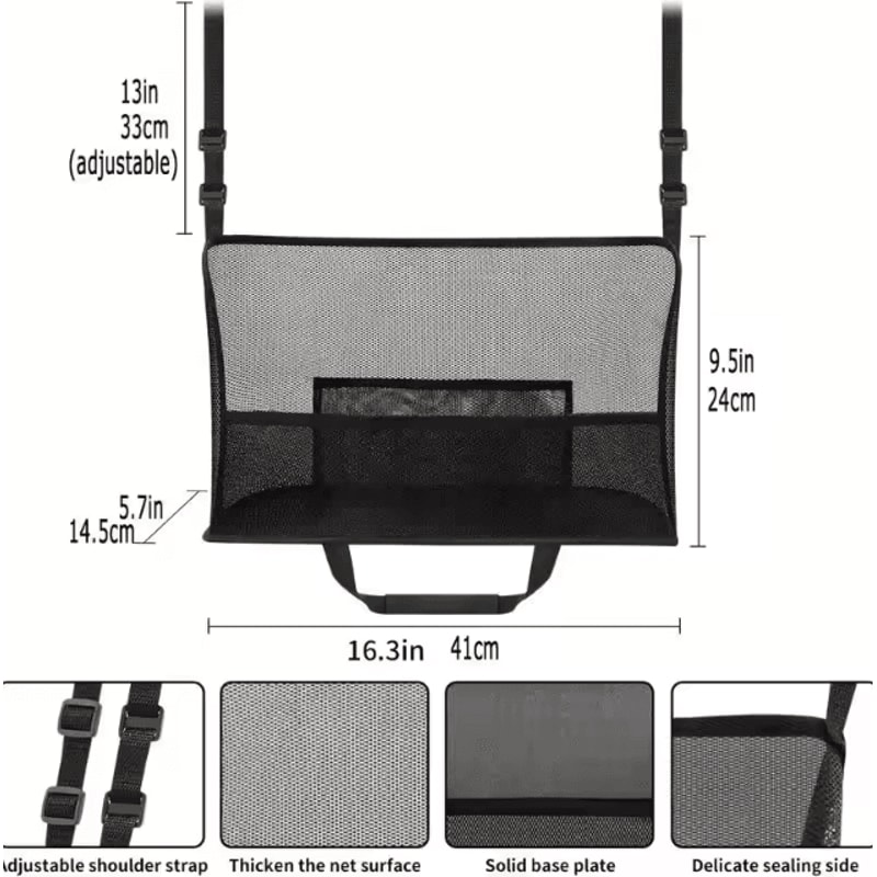 Spacious Car Seat Mesh Storage Bag Backseat Pet Barrier Organizer Net For Dogs Handbags And Travel 4