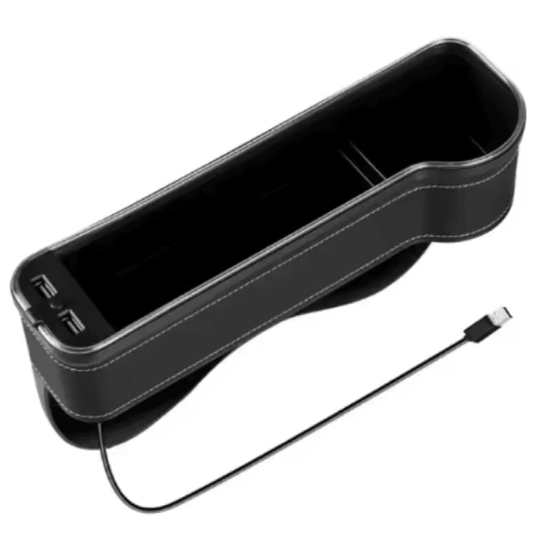 LED Car Seat Gap Storage Box Organizer With Dual USB Charger Cup Holder And Seat Crevice Organizer 9