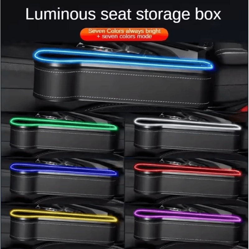 LED Car Seat Gap Storage Box Organizer With Dual USB Charger Cup Holder And Seat Crevice Organizer 1