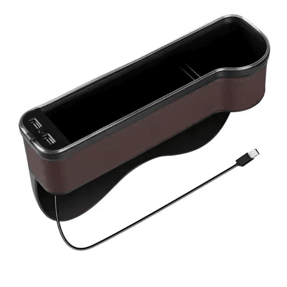 LED Car Seat Gap Storage Box Organizer With Dual USB Charger Cup Holder And Seat Crevice Organizer 5