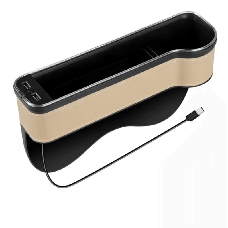 LED Car Seat Gap Storage Box Organizer With Dual USB Charger Cup Holder And Seat Crevice Organizer 6