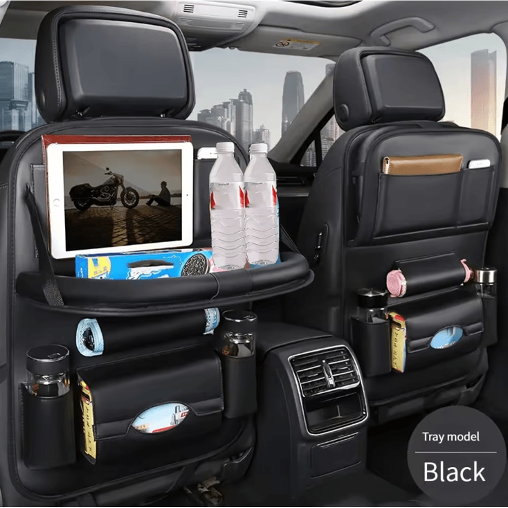 Multifunction PU Leather Car Seat Back Organizer Foldable Car Backseat Tray Table Organizer For Sna 3