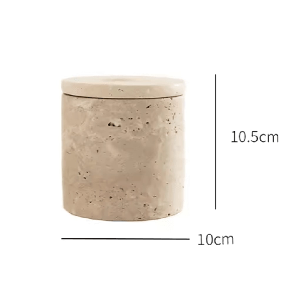Modern Natural Travertine Storage Box With Lid Elegant Desktop Organizer Decor 6