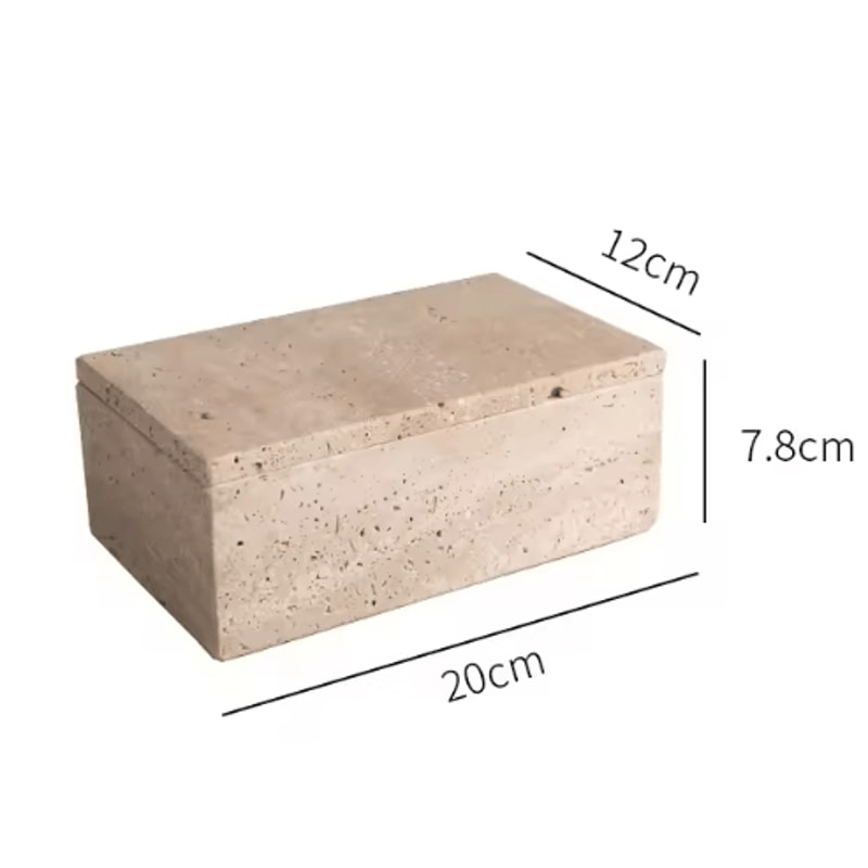 Modern Natural Travertine Storage Box With Lid Elegant Desktop Organizer Decor 4