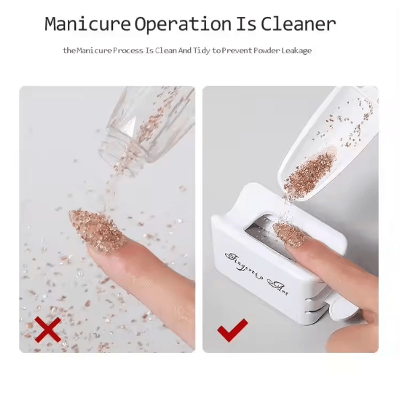 DoubleLayer Nail Art Glitter Drill Storage Box Portable Manicure Powder Recycling Organizer 5