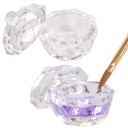 glass nail art dappen dish with lid – acrylic liquid & brush cleaner cup
