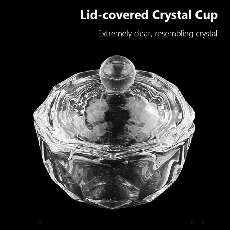 Glass Nail Art Dappen Dish With Lid Acrylic Liquid Brush Cleaner Cup 3